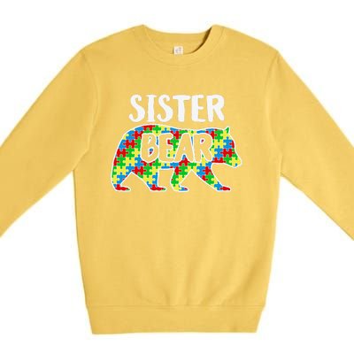 Sister Bear Autism Awareness Month Family Support Premium Crewneck Sweatshirt