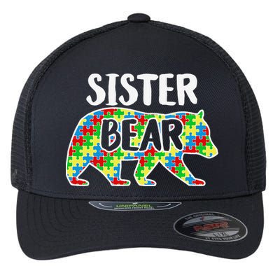 Sister Bear Autism Awareness Month Family Support Flexfit Unipanel Trucker Cap