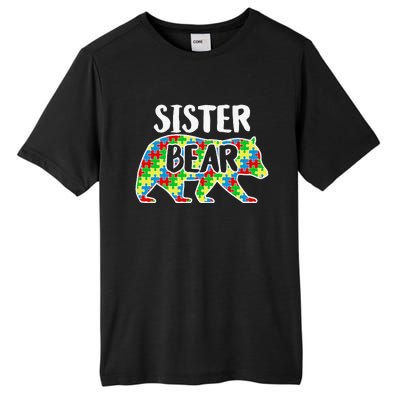 Sister Bear Autism Awareness Month Family Support Tall Fusion ChromaSoft Performance T-Shirt