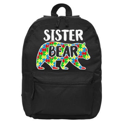 Sister Bear Autism Awareness Month Family Support 16 in Basic Backpack