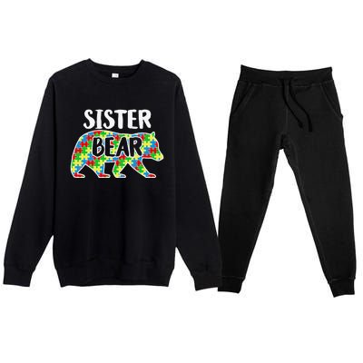 Sister Bear Autism Awareness Month Family Support Premium Crewneck Sweatsuit Set