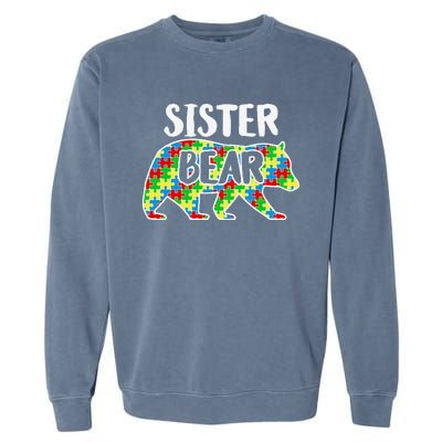 Sister Bear Autism Awareness Month Family Support Garment-Dyed Sweatshirt