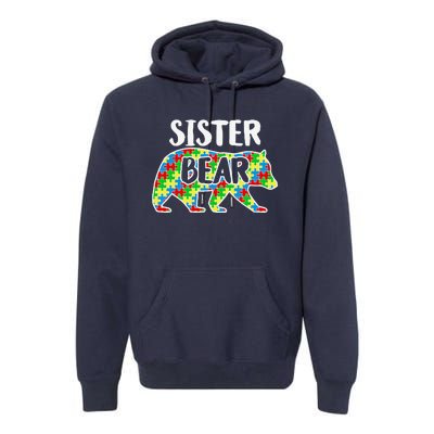 Sister Bear Autism Awareness Month Family Support Premium Hoodie