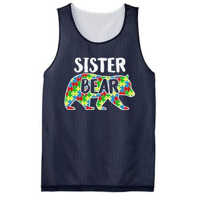 Sister Bear Autism Awareness Month Family Support Mesh Reversible Basketball Jersey Tank