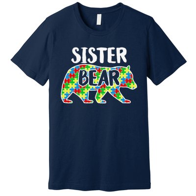 Sister Bear Autism Awareness Month Family Support Premium T-Shirt