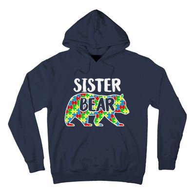 Sister Bear Autism Awareness Month Family Support Tall Hoodie