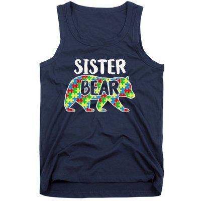 Sister Bear Autism Awareness Month Family Support Tank Top