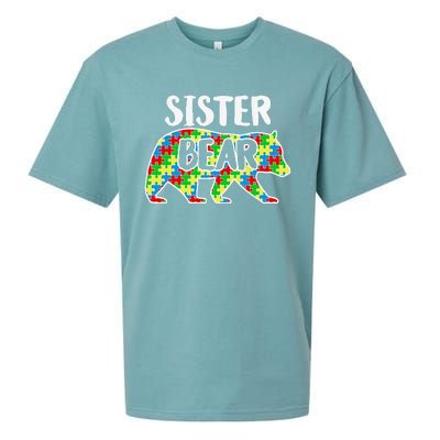 Sister Bear Autism Awareness Month Family Support Sueded Cloud Jersey T-Shirt