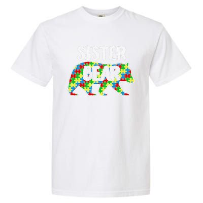 Sister Bear Autism Awareness Month Family Support Garment-Dyed Heavyweight T-Shirt