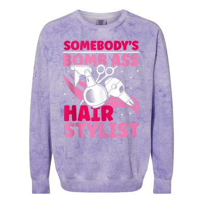 Somebody's Bomb Ass Hairstylist Hairdresser Colorblast Crewneck Sweatshirt