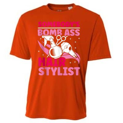 Somebody's Bomb Ass Hairstylist Hairdresser Cooling Performance Crew T-Shirt