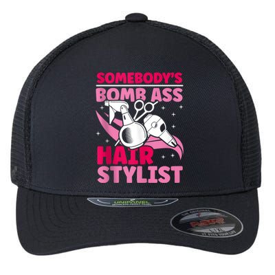 Somebody's Bomb Ass Hairstylist Hairdresser Flexfit Unipanel Trucker Cap