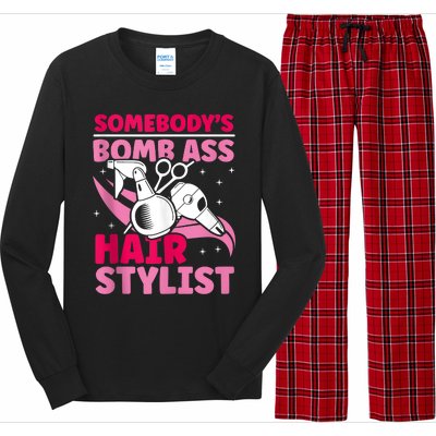 Somebody's Bomb Ass Hairstylist Hairdresser Long Sleeve Pajama Set