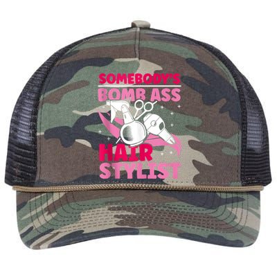 Somebody's Bomb Ass Hairstylist Hairdresser Retro Rope Trucker Hat Cap