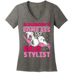 Somebody's Bomb Ass Hairstylist Hairdresser Women's V-Neck T-Shirt