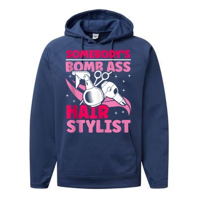 Somebody's Bomb Ass Hairstylist Hairdresser Performance Fleece Hoodie