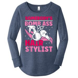 Somebody's Bomb Ass Hairstylist Hairdresser Women's Perfect Tri Tunic Long Sleeve Shirt