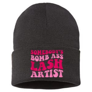 SomebodyS Bomb Ass Lash Artist Funny Lash Tech Funny Groovy Sustainable Knit Beanie