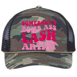 SomebodyS Bomb Ass Lash Artist Funny Lash Tech Funny Groovy Retro Rope Trucker Hat Cap