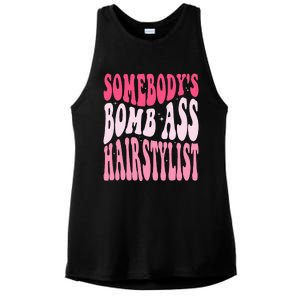 Somebody's Bomb Ass Hairstylist Groovy Hair Stylist Ladies PosiCharge Tri-Blend Wicking Tank