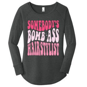 Somebody's Bomb Ass Hairstylist Groovy Hair Stylist Women's Perfect Tri Tunic Long Sleeve Shirt