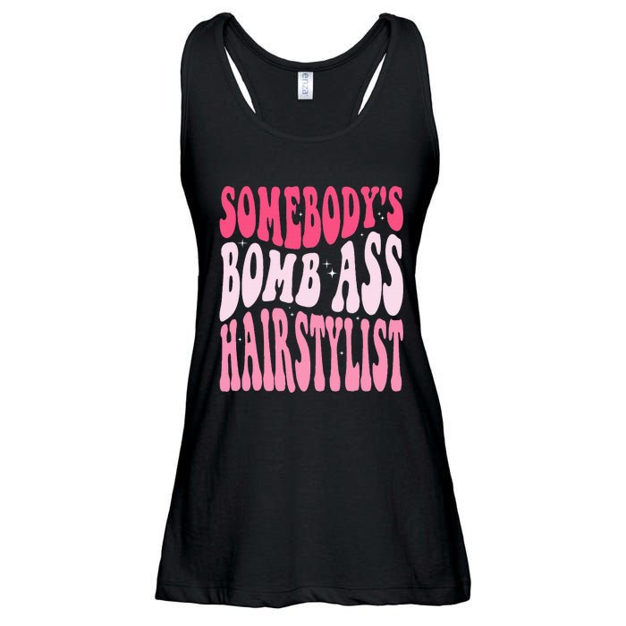 Somebody's Bomb Ass Hairstylist Groovy Hair Stylist Ladies Essential Flowy Tank