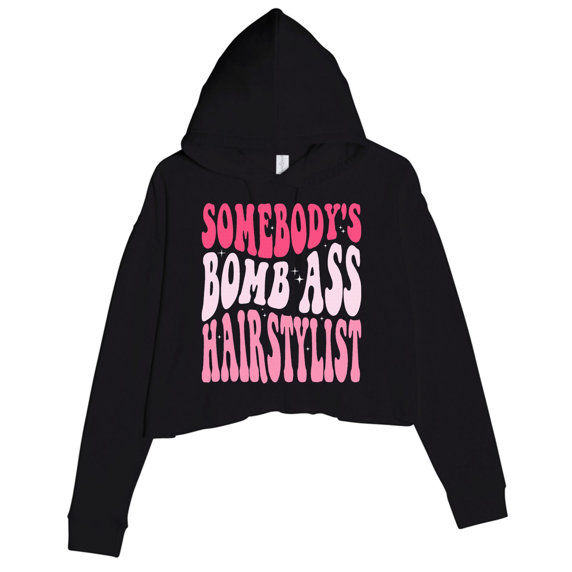 Somebody's Bomb Ass Hairstylist Groovy Hair Stylist Crop Fleece Hoodie