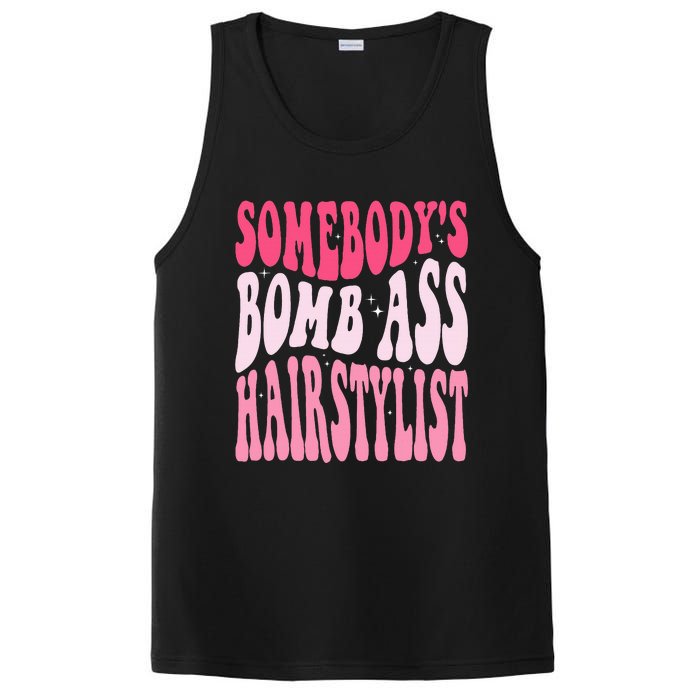 Somebody's Bomb Ass Hairstylist Groovy Hair Stylist PosiCharge Competitor Tank