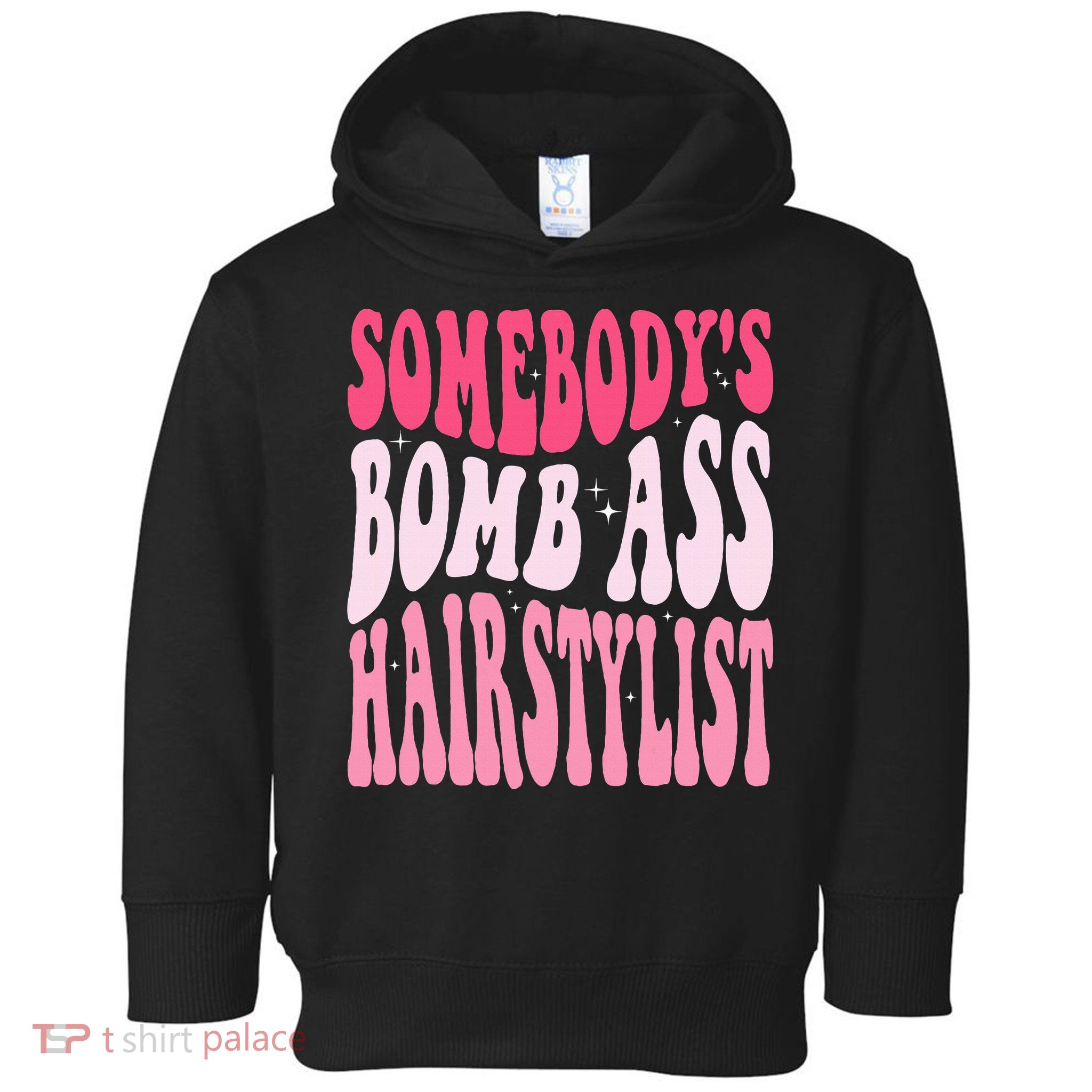 Somebody's Bomb Ass Hairstylist Groovy Hair Stylist Toddler Hoodie