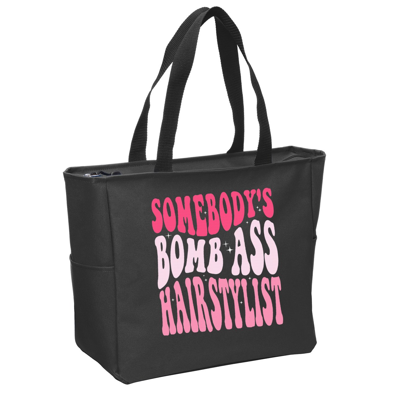 Somebody's Bomb Ass Hairstylist Groovy Hair Stylist Zip Tote Bag