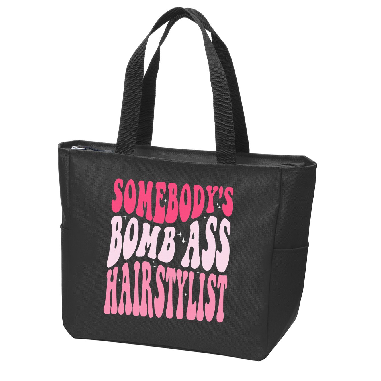 Somebody's Bomb Ass Hairstylist Groovy Hair Stylist Zip Tote Bag