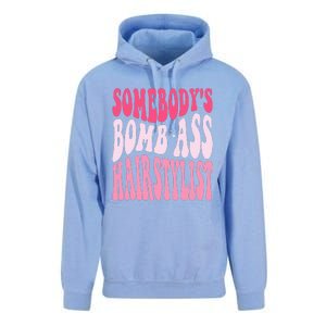 Somebody's Bomb Ass Hairstylist Groovy Hair Stylist Unisex Surf Hoodie