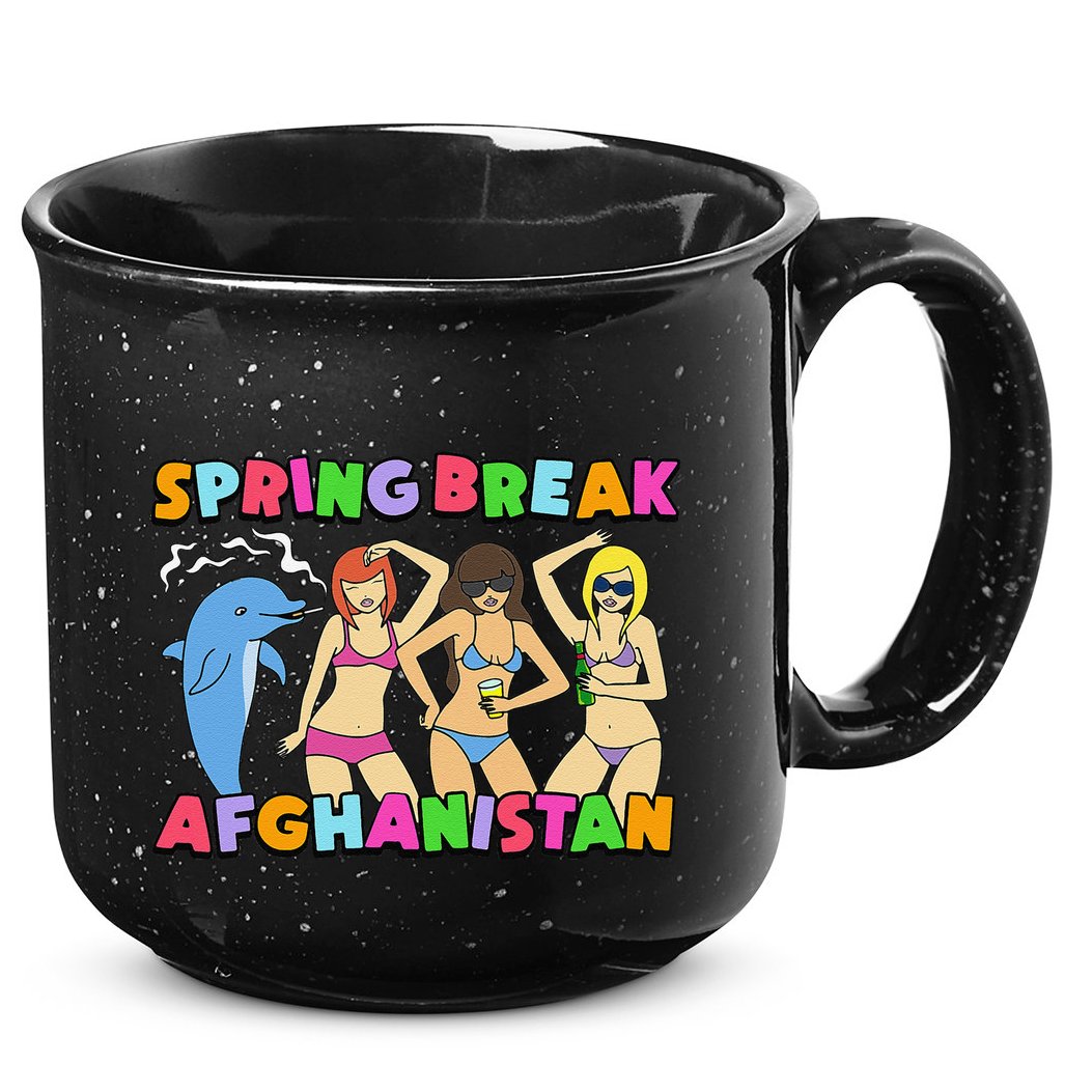 Spring Break Afghanistan Political Satire Dark Humor Meme 15oz Campfire Ceramic Mug