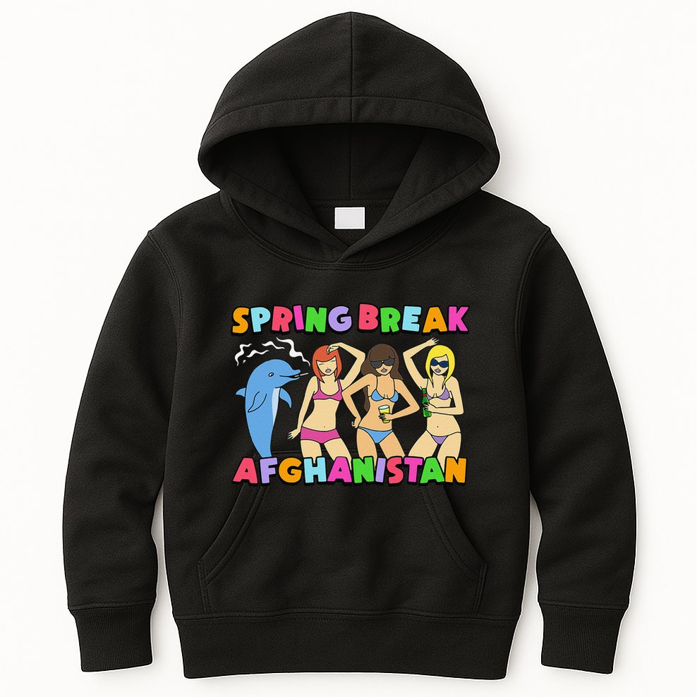 Spring Break Afghanistan Political Satire Dark Humor Meme Kids Hoodie