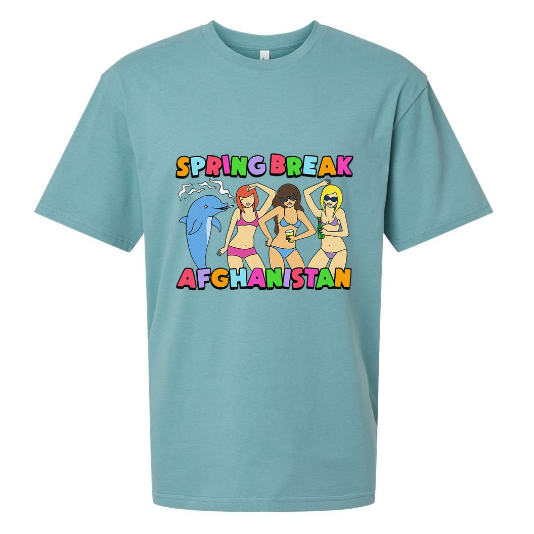 Spring Break Afghanistan Political Satire Dark Humor Meme Sueded Cloud Jersey T-Shirt