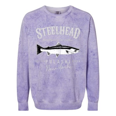 Steelhead Bass At Pulaski New York Colorblast Crewneck Sweatshirt