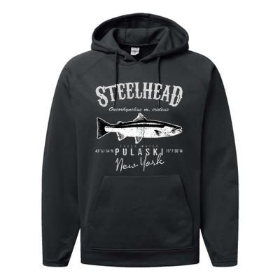 Steelhead Bass At Pulaski New York Performance Fleece Hoodie