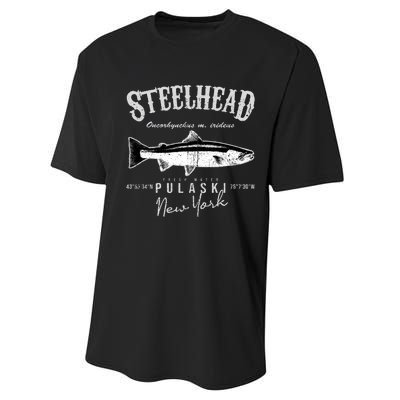 Steelhead Bass At Pulaski New York Performance Sprint T-Shirt