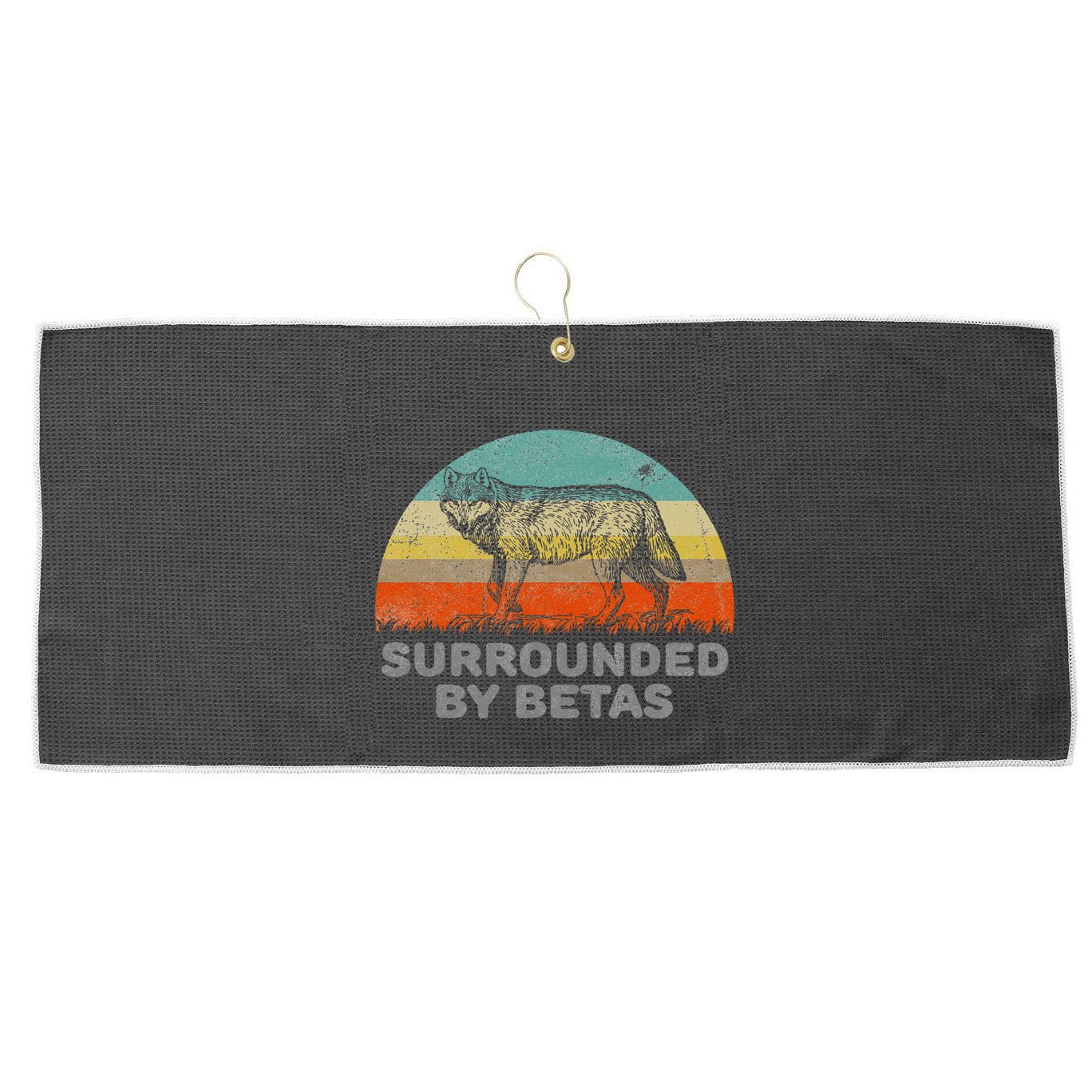 Surrounded By Betas Alpha Wolf Large Microfiber Waffle Golf Towel