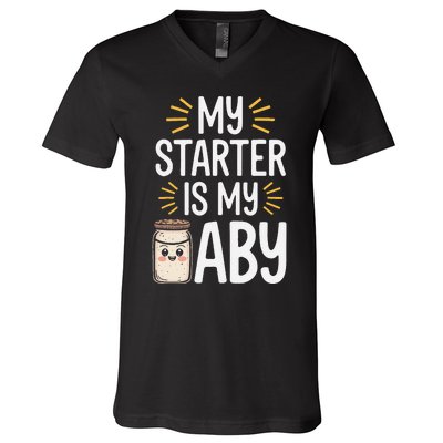 Starter Bread Baking Bakery Sourdough Starter Baker V-Neck T-Shirt