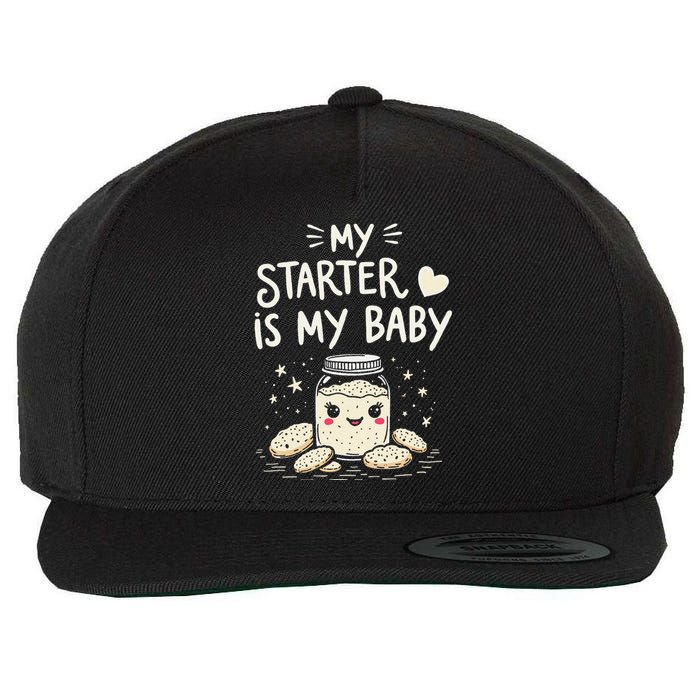 Starter Bread Baking Bakery Sourdough Starter Baker Wool Snapback Cap