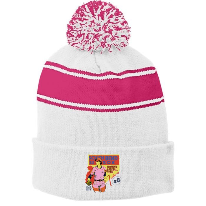 South Bend Blue Sox Stripe Pom Pom Beanie