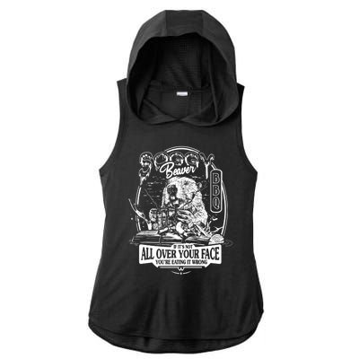 Soggy Beaver Bbq Funny Ladies PosiCharge Tri-Blend Wicking Draft Hoodie Tank