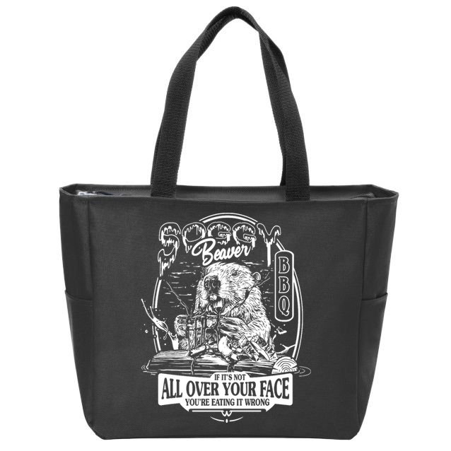 Soggy Beaver Bbq Funny Zip Tote Bag