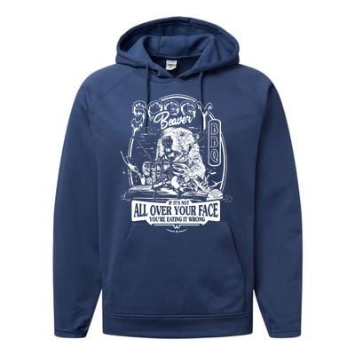 Soggy Beaver Bbq Funny Performance Fleece Hoodie