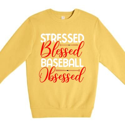 Stressed Blessed Baseball Obsessed Gift Premium Crewneck Sweatshirt