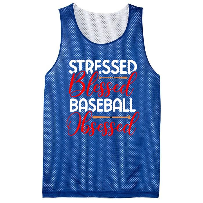 Stressed Blessed Baseball Obsessed Gift Mesh Reversible Basketball Jersey Tank