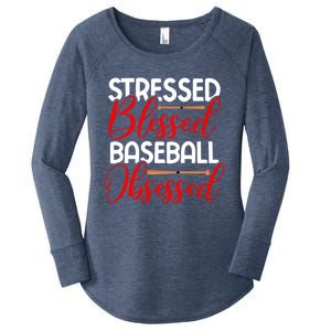 Stressed Blessed Baseball Obsessed Gift Women's Perfect Tri Tunic Long Sleeve Shirt