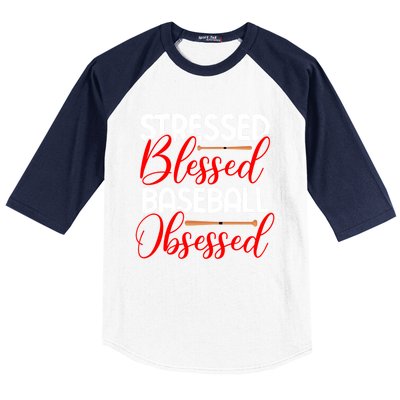 Stressed Blessed Baseball Obsessed Gift Baseball Sleeve Shirt