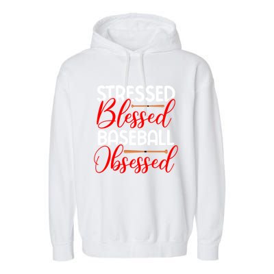 Stressed Blessed Baseball Obsessed Gift Garment-Dyed Fleece Hoodie